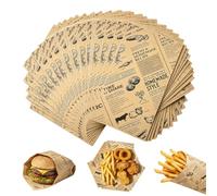 Junhonze 150 PièCes Papier Cuisson|Sacs Hot Dog|Sachet Burger Papier | 21x12 cm, Papier Journal Alimentaire, RéSistants à La Graisse, AdaptéS Aux Burgers, Frites, Sandwichs Et GâTeaux