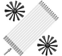 Junhui Kit Brosse Nettoyage Cheminée, Cheminées Brosse Kit de Ramonage avec 12 Tiges Flexibles de 410mm, 2 Têtes de Brosse Ø 150mm et 1 Tige Hexagonale pour Tuyaux de Chaudière Tuyaux de Ventilatio