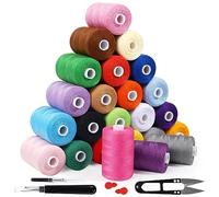 JUNING Kit de fil à coudre en polyester 24 couleurs 914 m par bobine avec accessoires de couture pour machine à coudre à la main, matelassage et machine à coudre