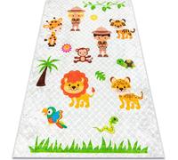 JUNIOR 52104.801 Tapis lavable Safari, animaux pour enfants antidérapant - gris Multicolore 80x150 cm