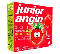 Junior Angin Mal de Gorge Arôme Fraise 8 sucettes
