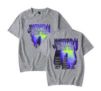 Junior H 2025 Sad Boyz Live & Broken Heart Tour Merch T-shirt - T-shirt unisexe streetwear col rond à manches courtes pour homme et femme, gris, M