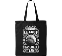Junior League Sac fourre-tout en coton naturel écologique Motif balle de baseball Noir, Noir , Taille unique