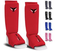 Junior Protecteur Tibia-Cou-de-Pied Extensible Protege Tibia Boxe léger et rembourré entraînement protège Tibia Muay Thai, Arts Martiaux et Protege Tibia MMA Enfant