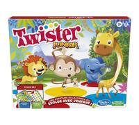 Jeu Twister Junior, Tapis réversible Aventure de la Jungle, 2 Jeux en 1, Jeu de Groupe d'intérieur pour 2 à 4 Joueurs