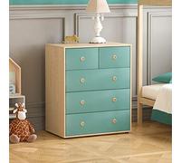 Junior Vida Neptune Commode à 5 tiroirs de Rangement Moderne pour Chambre d'enfant (Bleu et chêne)