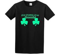 Juniors SStaring at My Shamrocks Funny Sexy St. Patrick's Day O Neck Men T-Shirt Manches Courtes(Large)