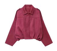 Juniors Veste ample à manches chauve-souris 3/4 pour femme à capuche pour l'hiver et l'automne 2025, J-071 Rose vif, S