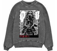 Junji-Ito - Sweat-shirt Acid Wash pour homme/femme unie HE1401 (S) (Noir)
