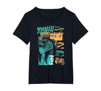 Junji Ito Tomie Orange and Aqua Zine Collage Horror Manga T-Shirt, Femme Grandes Tailles, Noir, 3X