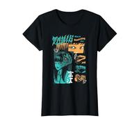 Junji Ito Tomie Orange and Aqua Zine Collage Horror Manga T-Shirt, Femme, Noir, XXL