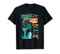Junji Ito Tomie Orange and Aqua Zine Collage Horror Manga T-Shirt, Homme, Noir, M