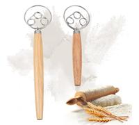 JUNJIEFU 2pcs Fouet à Pâte Danois, Mixeur en Fil Acier Inoxydable 304, Fouet Cuisine, Pétrin Manuel avec Manche en Bois - Outils de cuisson pour la Pâte à Pain, Gâteaux, Pâtisseries et la Pâte à Pizza