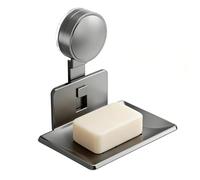 JUNJIEFU Porte Savon Douche sans Perçage avec Drainage, Ventouse Mural Amovible - Aluminium Spatial, Capacité de Charge 5KG, pour Cabine de Douche et Cuisine, Gris