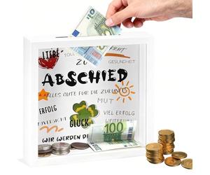 JUNJIEFU Tirelire en Bois Cadeau d'adieu pour Collègues, Convient pour DIY Cadeaux Adaptés aux, Mutations, Démissions et Départs à la Retraite