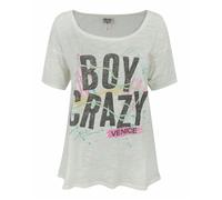 Junk Food Clothing Blanc cassé Scribbles And Splashes Print T-shirt à manches co