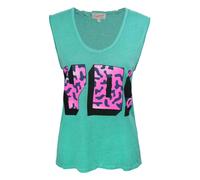 Junk Food Clothing Vert Leopard Print Text Gilet Femme