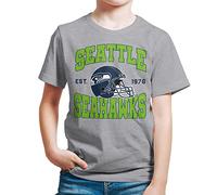 Junk Food NFL Team Helmet T-Shirt Kids, Seattle Seahawks-Athletic Heather, S Mixte Enfant