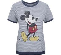 Junk Food - Pull à manches courtes Mickey Mouse pour femme NS6020 (S) (Blanc/Bleu)