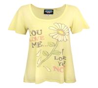Junk Food - "You Love Me I Love You" T-shirt pour femme NS5889 (L) (Jaune clair)