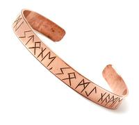 JUNKIRI Bracelet Viking en cuivre pur, runes nordiques, rigide réglable, unisexe, bandeau boho hippie fait main népal, bijou de motivation homme femme