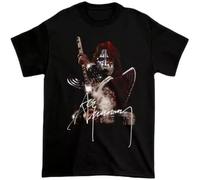 JUNKOU Ace Frehley Signture Black T Shirt Casual Graphic Tops Black M