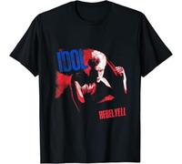 JUNKOU Billy Idol Rebel Yell T Shirt Casual Short Sleeve Tops Black S