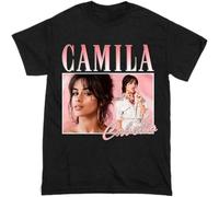 JUNKOU Camila Cabello Short Sleeve Famous Shirt Men and Softstyle T Shirt Black XL