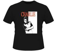 JUNKOU Charlie Harper Sheen Comedy Two & A Half Men T Shirt Black S