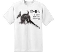 JUNKOU D Das Boot T-Shirt U-96 German U båt Film ubåt Ww2 krig skrattande sågfisk White S