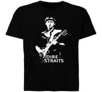 JUNKOU Dire-Straits-l OGO T-Shirt Casual Graphic Tops Black S