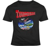 JUNKOU kankun Thunderbirds TV Show T Shirt Casual Graphic Vintage Tops Black 3XL