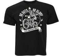 JUNKOU Men's Cycling T Shirt No Guts No Glory Mountain Biking Bike Downhill Cyclist Black M
