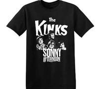 JUNKOU Mens Kinks T Shirt Sunny Afternoon Casual Graphic Vintage Tops Black L