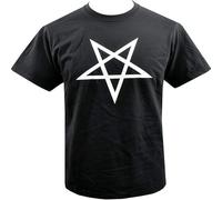 JUNKOU Mens T Shirt Inverted Pentagram Satantic Occult Church of Satan Goat Goth Black L