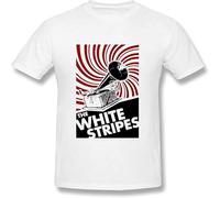 JUNKOU Men's The Stripes Band T Shirt Casual Graphic Tops White 3XL