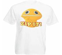 JUNKOU Mens Zip It Zippy Spoof 80s Carnival T-Shirt 1980s Rainbow Pride Tshirt White XXL