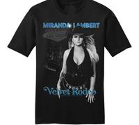 JUNKOU Miranda Lambert T-Shirt Unisex Mens Casual Graphic Tops Black XL