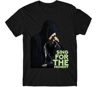 JUNKOU T Shirt Sing for The Moment Fit Casual Graphic Short Sleeve Tops Black M