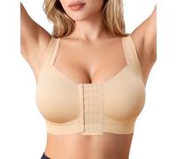 Junlan Soutien-Gorge à Fermeture Frontale Post-opératoire pour Femmes Tops Shapewear de Compression avec correcteur （Beige, S