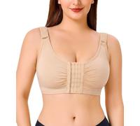 Junlan Soutien-Gorge de Sport à Maintien Ferme Brassiere Post operatoire Soutien-Gorge Fermeture Devant Postopératoire sans Armature Réglable pour Fort Poitrine Racerback Comfort Support