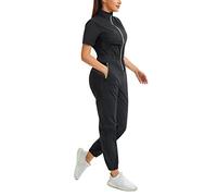 Junlan Vetement de Sudation Combinaison de Sudation Sportswear Femme Survêtement Sauna Combinaison Sport Femme (Noir, Medium)