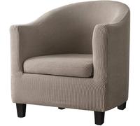 JUNLEBUYI Housse De Fauteuil Club, 2 Pièces Housse Fauteuil Extensible Jacquard avec Housse De Coussin, Housse Fauteuil Salon Cabriolet Tub Chair Crapaud (Kaki)