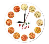 junli Différents Goûts Pizza Time Horloges Murales Modernes 12 Pouces Acrylique Élégant Moderne Silencieux Idéal pour Une Utilisation Au Bureau, À La Maison Ou dans La Cuisine