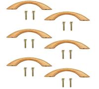 JUNMEIDO 6 PCS Porte Poignées Placard en Bois 28*13*23mm Poignées Placard Tiroir Concis Naturel Cabinet Poignée Bouton Lisser avec 12 Vis pour Portes Placards Penderies Cuisine Chambre Salle de Bain