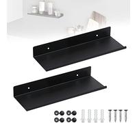 JUNMEIDO Tablettes Flottantes en Space Aluminum 29.5*11.5*4cm Étagères Carrées Anti-corrosion Petite Étagere Murale Anti-oxidation Anti-scratch pour Salon Chambre Couloir Salle de Bain Cuisine - Noir