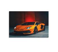 JUNNA Poster de supercar pour Lamborghini Aventador voiture de sport peinture décorative toile murale et image artistique décoration chambre familiale 12x18pouces(30x45cm)