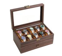 JUNNASALIKER Boîte de présentation de montres sophistiquée à 6/20 emplacements pratiques avec plusieurs emplacements rembourrés et couvercle de protection