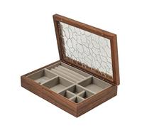JUNNASALIKER Boîte de rangement élégante en bois robuste avec intérieur doux et compartiments pour décoration de la maison