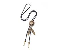 JUNNASALIKER Bola Cravate Western Cowboy Plume Cravate Collier Homme Accessoire Costume, bronze, S-L